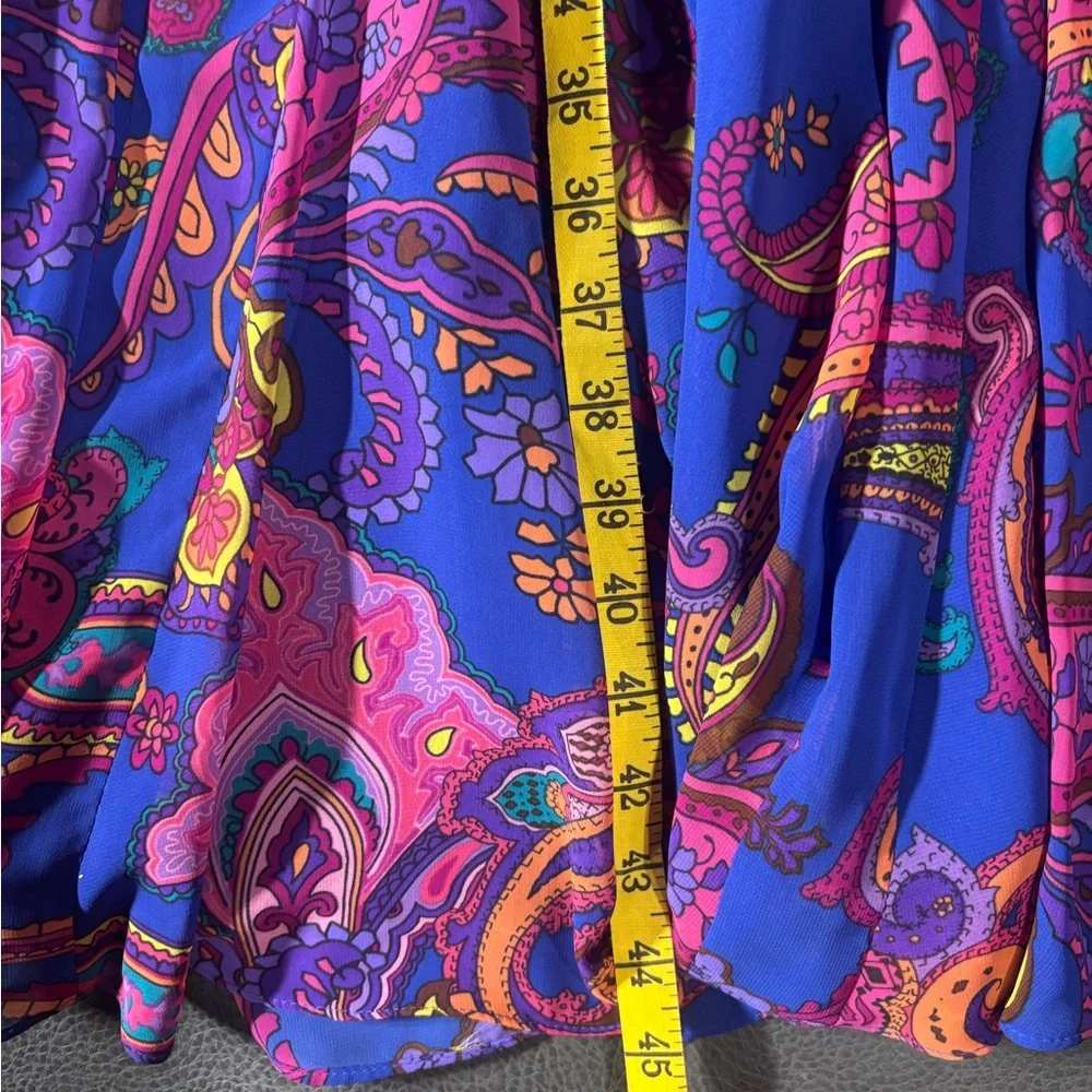 Jones NY Vintage 90’s Sz 10 Colorful Bold Paisley Full Flutter Hem Maxi Dress